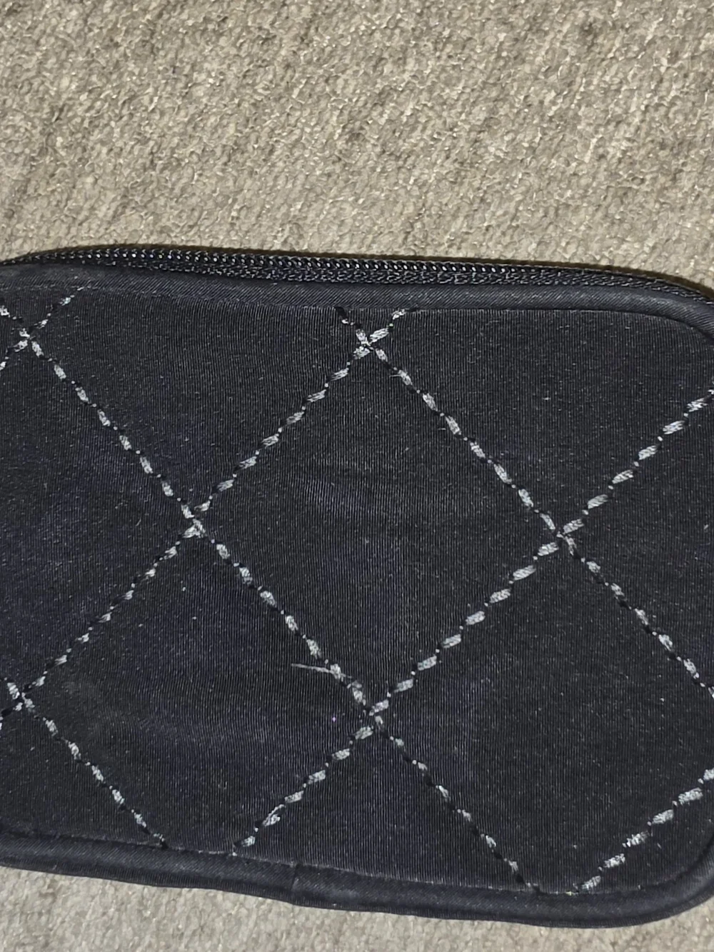 Vera Bradley's black quilted microfiber zip coin purse or small card wallet